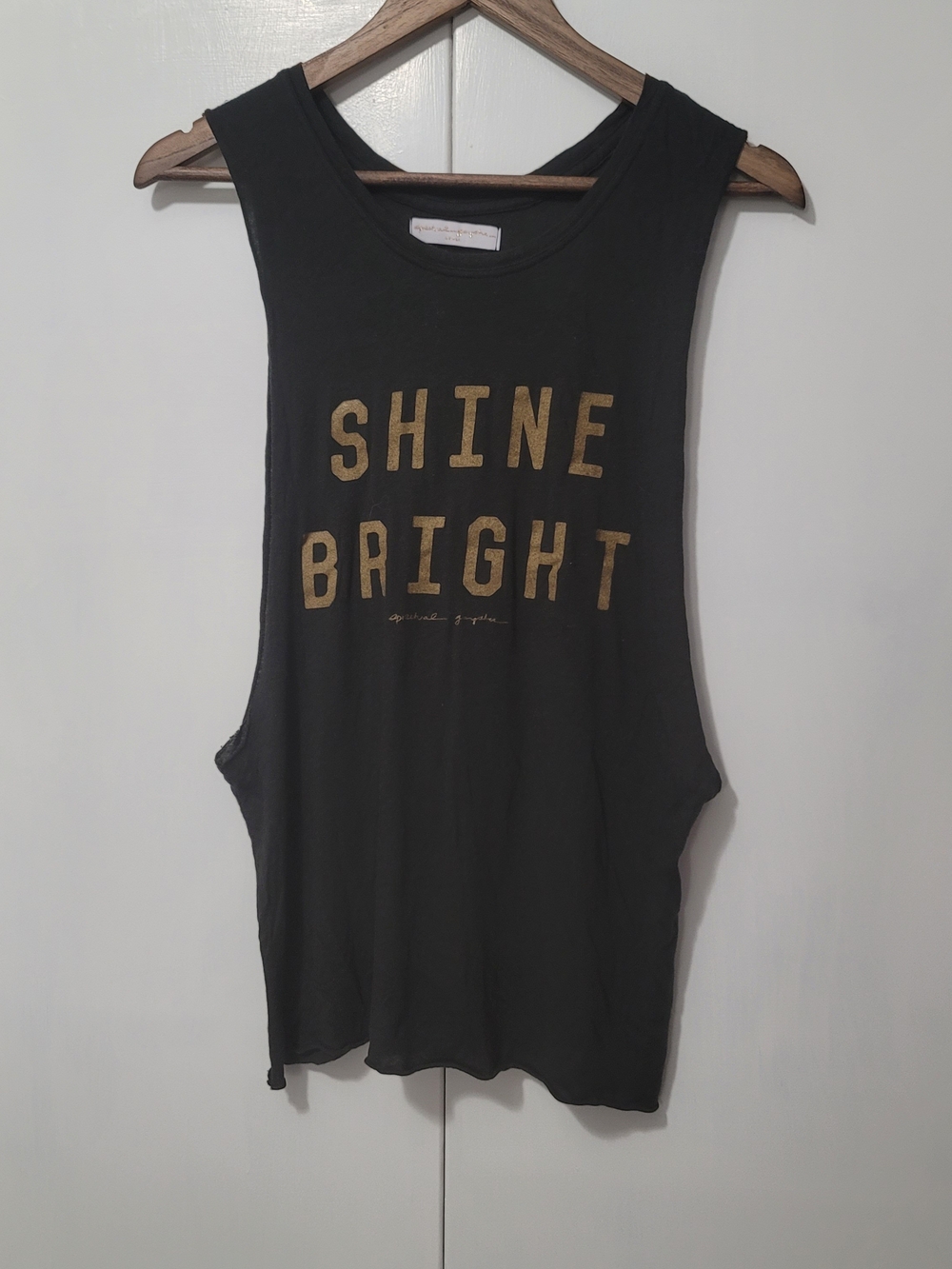 Spiritual Gangster Black Tank with Gold "Shine Bright" Graphic